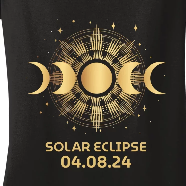 American Total Solar Eclipse April 8th 2024 Women's V-Neck T-Shirt