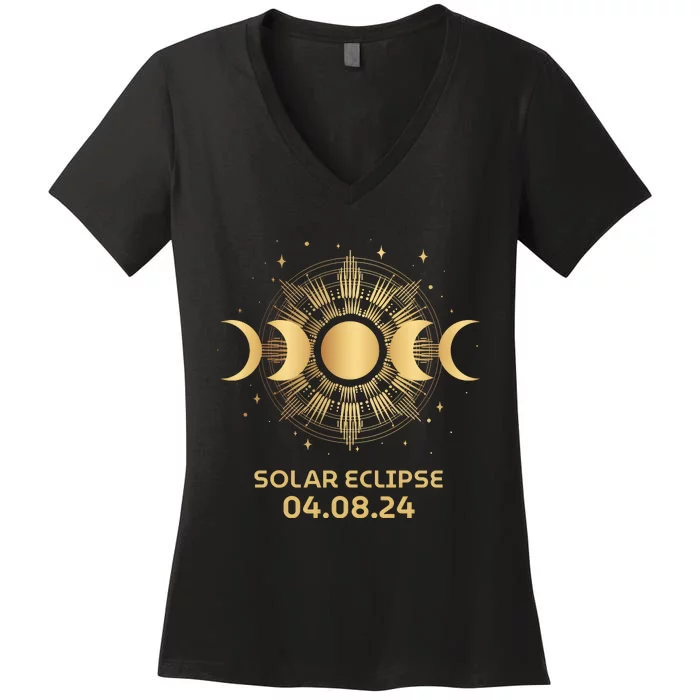 American Total Solar Eclipse April 8th 2024 Women's V-Neck T-Shirt