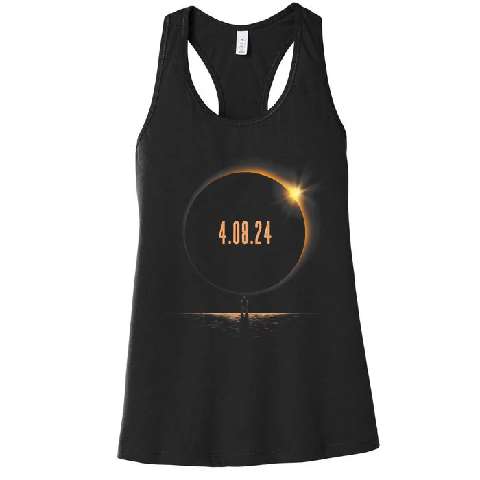 America Totality Spring 4 08 24 Total Solar Eclipse 2024 Women's Racerback Tank