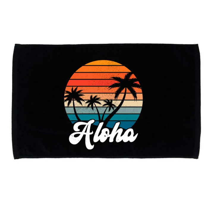 Aloha Tropical Sunset Vintage Vacation Microfiber Hand Towel