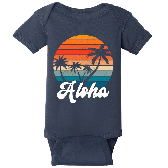 Aloha Tropical Sunset Vintage Vacation Baby Bodysuit