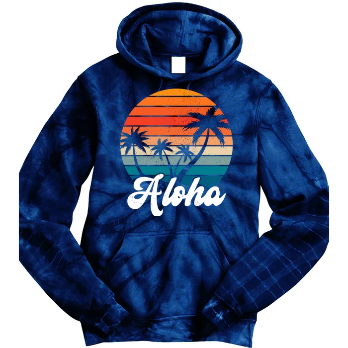 Aloha Tropical Sunset Vintage Vacation Tie Dye Hoodie