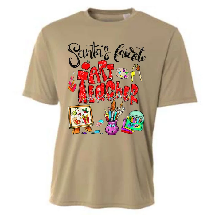 Art Teacher Santas Favourite Funny Christmas Crayons Lovers Cooling Performance Crew T-Shirt