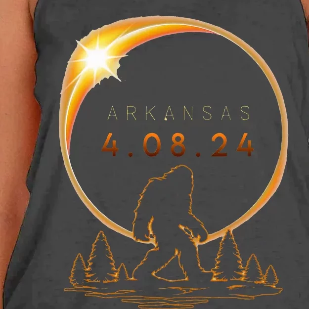 Arkansas Total Solar Eclipse 2024 Bigfoot Solar Eclipse Women's Knotted Racerback Tank