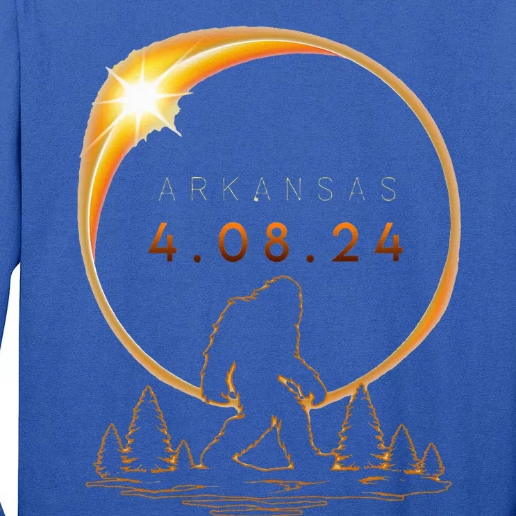 Arkansas Total Solar Eclipse 2024 Bigfoot Solar Eclipse Tall Long Sleeve T-Shirt