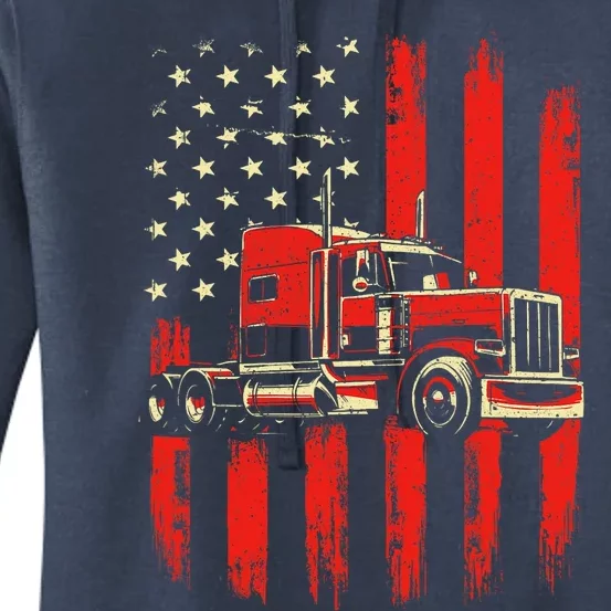 American Trucker Semi Truck Driver Trucking Women's Pullover Hoodie