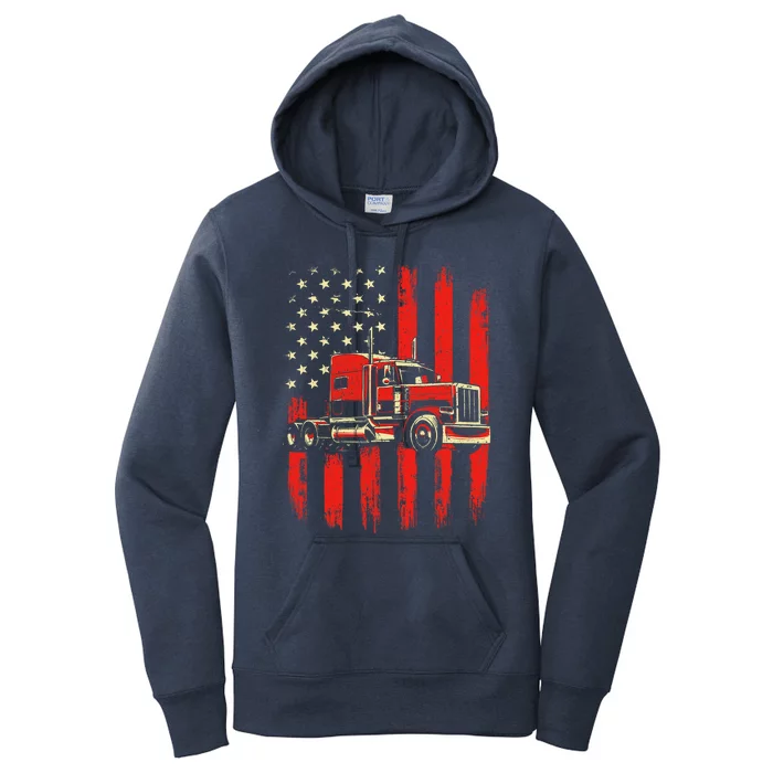 American Trucker Semi Truck Driver Trucking Women's Pullover Hoodie