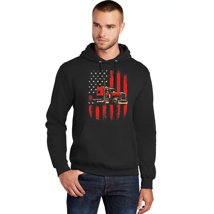 American Trucker Semi Truck Driver Trucking Big Rig Hoodie