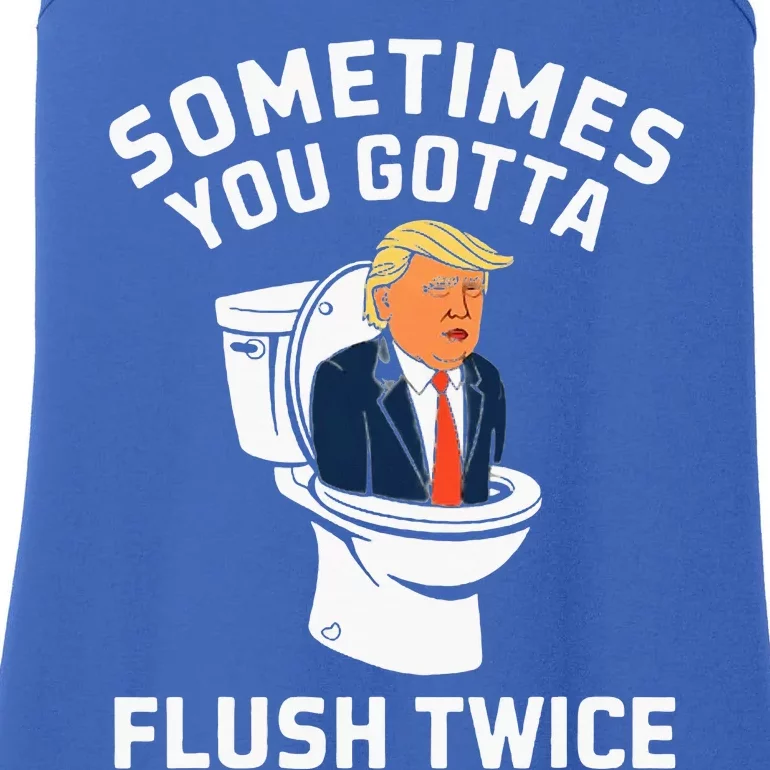 Anti Trump Sometimes You Gotta Flush Twice Ladies Essential Tank