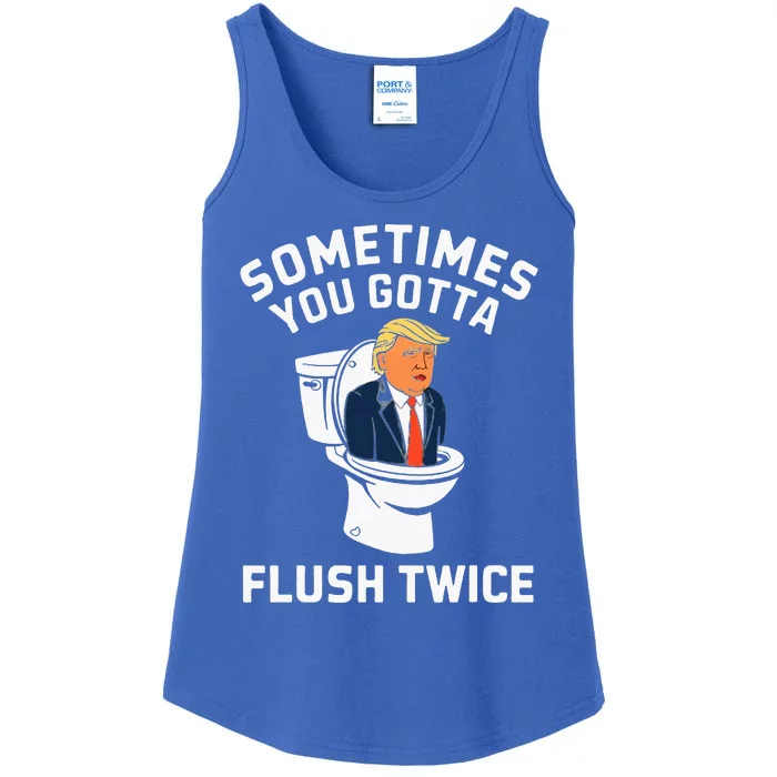 Anti Trump Sometimes You Gotta Flush Twice Ladies Essential Tank