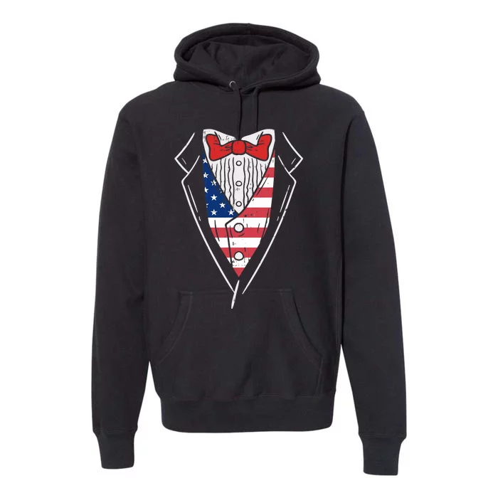 American Tuxedo Suit Funny 4th Of July Patriot Boy Gift Premium Hoodie