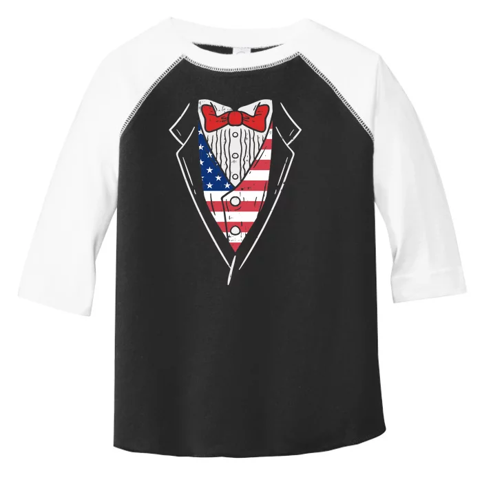 American Tuxedo Suit Funny 4th Of July Patriot Boy Gift Toddler Fine Jersey T-Shirt