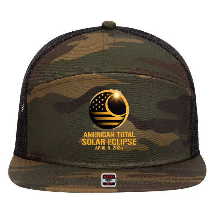 American Total Solar Eclipse April 8 2024 Totality Astronomy 7 Panel Mesh Trucker Snapback Hat