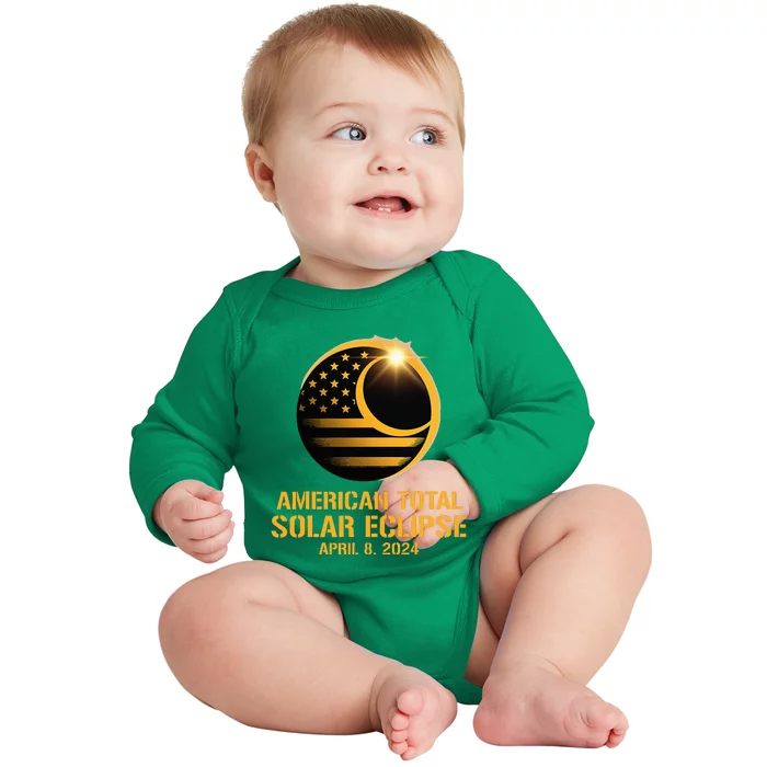 American Total Solar Eclipse April 8 2024 Totality Astronomy Baby Long Sleeve Bodysuit