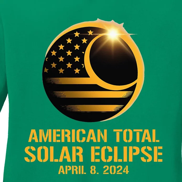 American Total Solar Eclipse April 8 2024 Totality Astronomy Ladies Long Sleeve Shirt