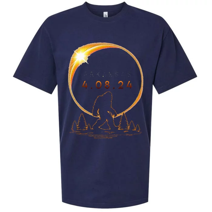 Arkansas Total Solar Eclipse 2024 Bigfoot Solar Eclipse Sueded Cloud Jersey T-Shirt