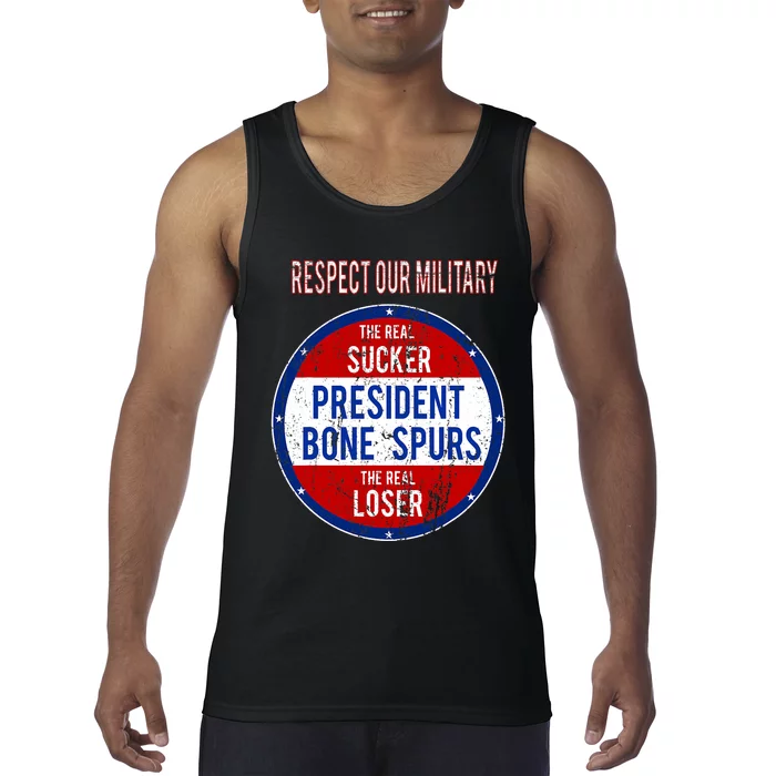 Anti Trump Sucker Loser We Respect Our Military Tank Top