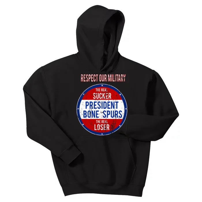 Anti Trump Sucker Loser We Respect Our Military Kids Hoodie