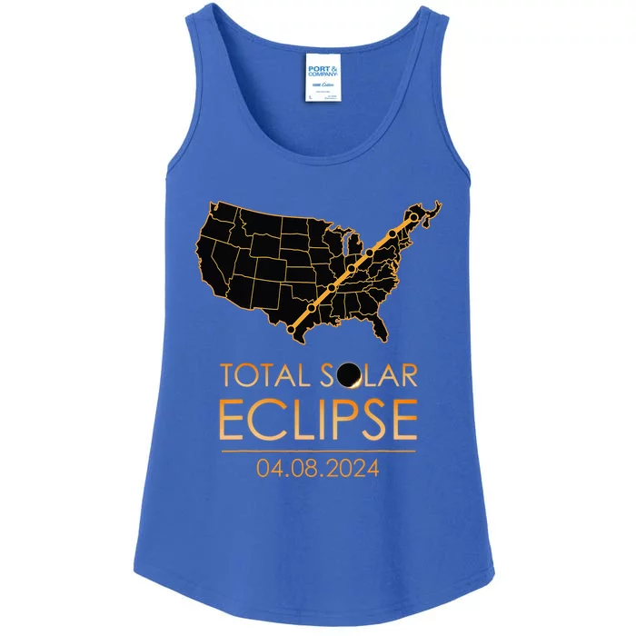 America Total Solar Eclipse April 8 2024 Usa Map Totality Ladies Essential Tank