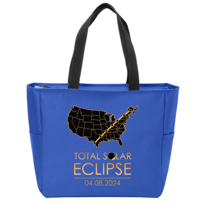 America Total Solar Eclipse April 8 2024 Usa Map Totality Zip Tote Bag