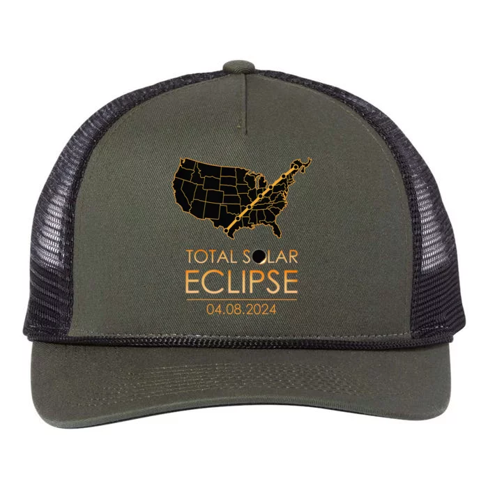 America Total Solar Eclipse April 8 2024 Usa Map Totality Retro Rope Trucker Hat Cap