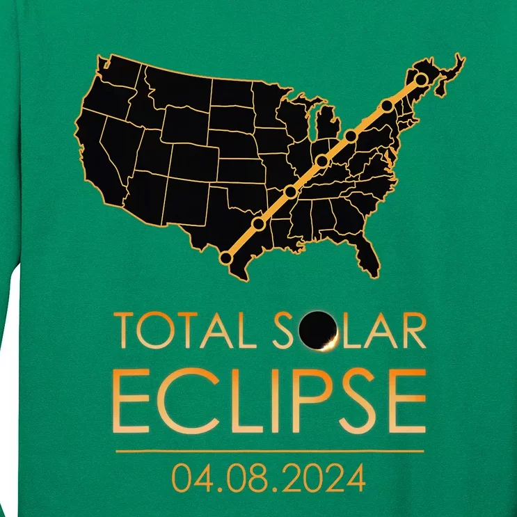 America Total Solar Eclipse April 8 2024 Usa Map Totality Long Sleeve Shirt