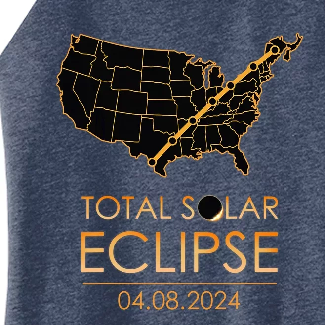 America Total Solar Eclipse April 8 2024 Usa Map Totality Women’s Perfect Tri Rocker Tank