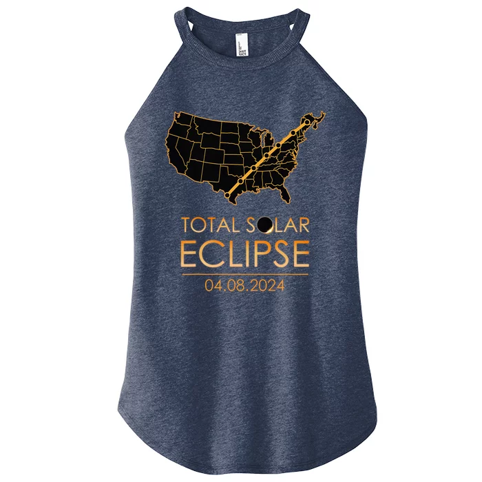 America Total Solar Eclipse April 8 2024 Usa Map Totality Women’s Perfect Tri Rocker Tank