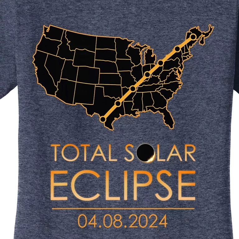 America Total Solar Eclipse April 8 2024 Usa Map Totality Women's T-Shirt