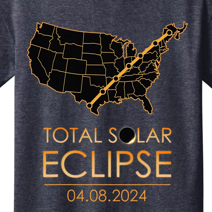 America Total Solar Eclipse April 8 2024 Usa Map Totality Kids T-Shirt