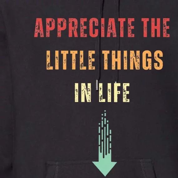 Appreciate The Small Things In Life Funny Arrow Sarcasm Pun Premium Hoodie