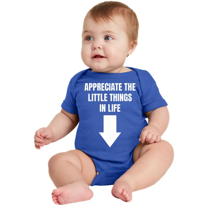 Appreciate The Small Things In Life Funny Arrow Sarcasm Pun Baby Bodysuit