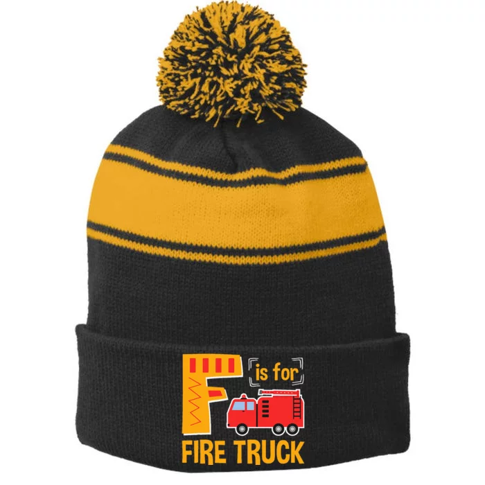 Alphabet Teacher Student F is for Fire Truck ABCs Teaching Stripe Pom Pom Beanie