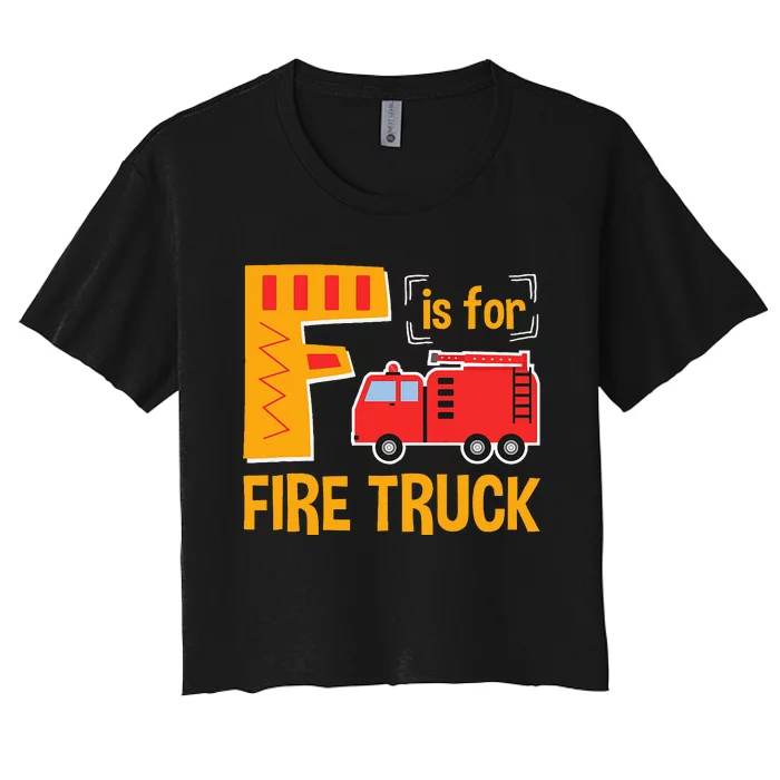 Alphabet Teacher Student F is for Fire Truck ABCs Teaching Women's Crop Top Tee