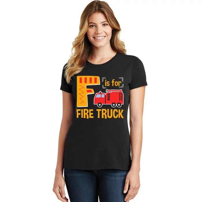 Alphabet Teacher Student F is for Fire Truck ABCs Teaching Women's T-Shirt