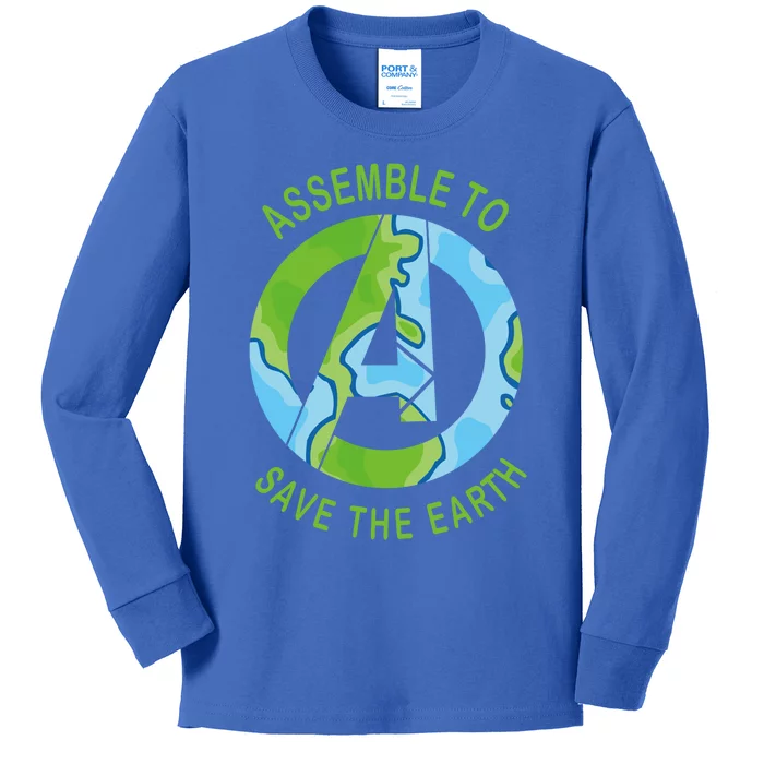 Assemble To Save The Earth Happy Earth Day Gift Kids Long Sleeve Shirt