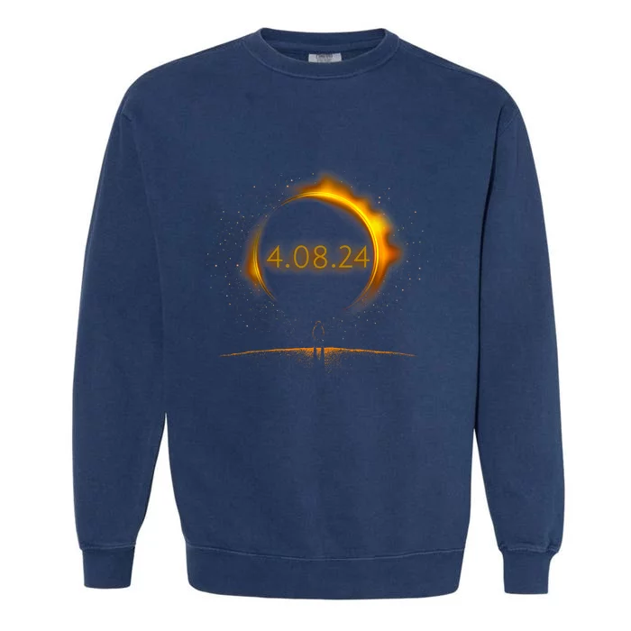 America Totality Spring 4.08.24 Total Solar Eclipse 2024 Garment-Dyed Sweatshirt