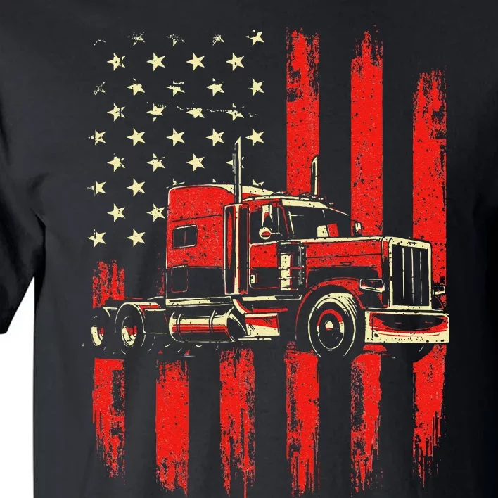 American Trucker Semi Truck Driver Trucking Big Rig Tall T-Shirt