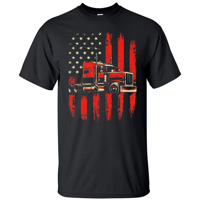 American Trucker Semi Truck Driver Trucking Big Rig Tall T-Shirt