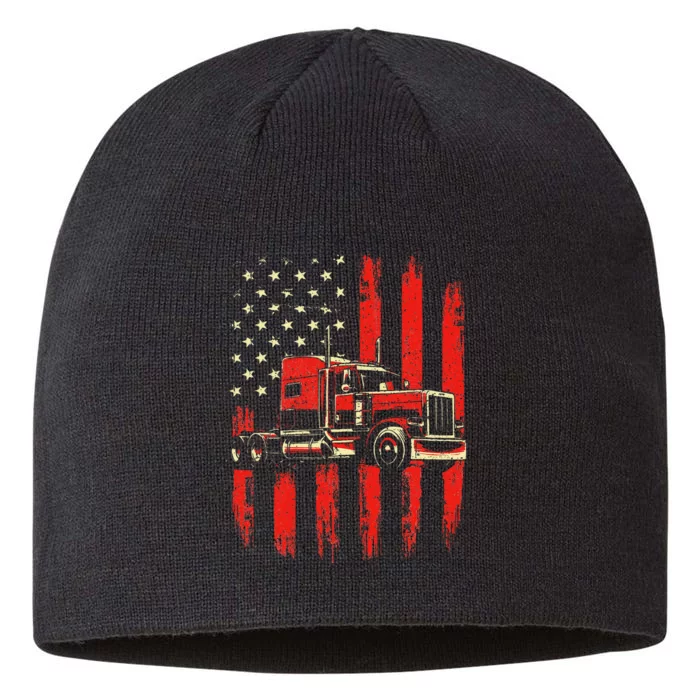 American Trucker Semi Truck Driver Trucking Big Rig 8 1/2in Sustainable Knit Beanie