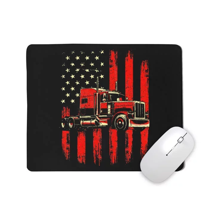 American Trucker Semi Truck Driver Trucking Big Rig Mousepad