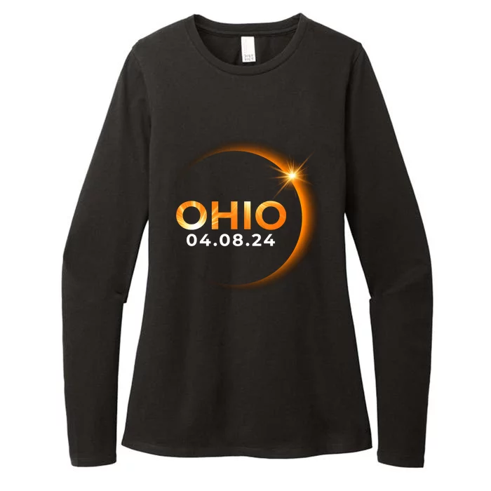 America Total Solar Eclipse Spring April 8 2024 Ohio Womens CVC Long Sleeve Shirt