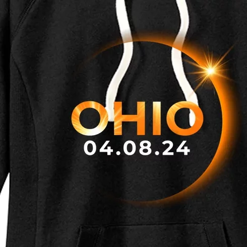 America Total Solar Eclipse Spring April 8 2024 Ohio Women's Fleece Hoodie