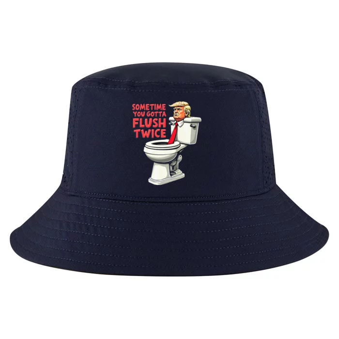 Anti Trump Sometimes You Gotta Flush Twice Cool Comfort Performance Bucket Hat