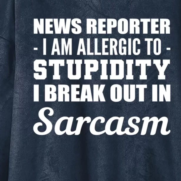 Allergic To Stupidity Sarcastic Person Gift Hooded Wearable Blanket