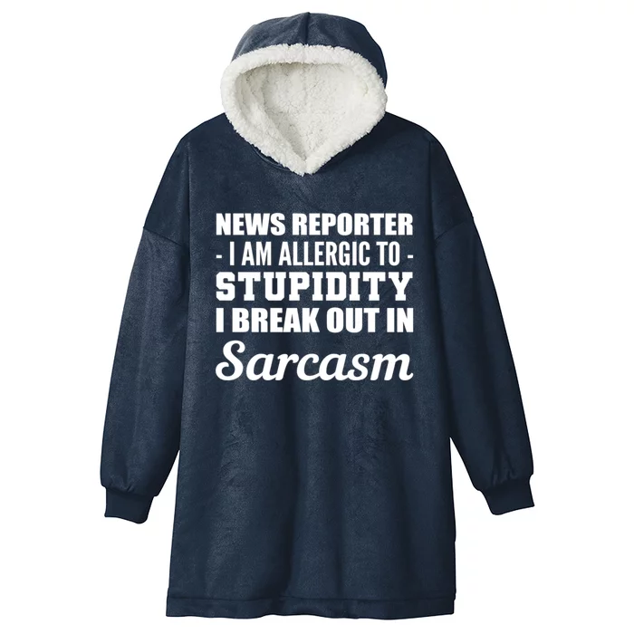 Allergic To Stupidity Sarcastic Person Gift Hooded Wearable Blanket