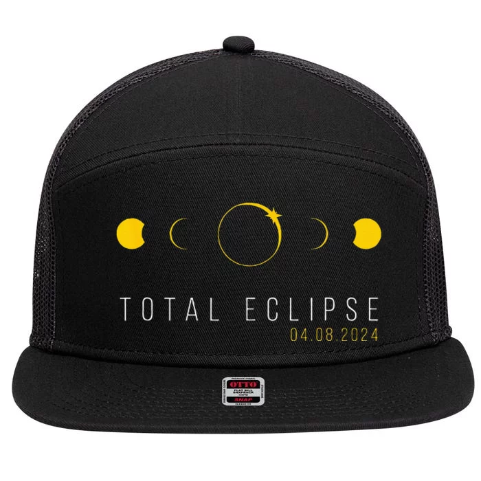 American Totality Solar Lunar Eclipse April 8 2024 7 Panel Mesh Trucker Snapback Hat