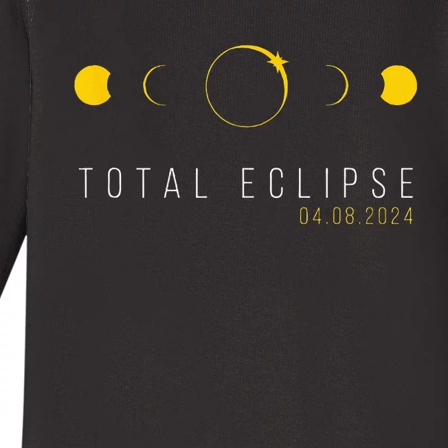 American Totality Solar Lunar Eclipse April 8 2024 Baby Long Sleeve Bodysuit