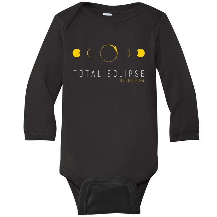 American Totality Solar Lunar Eclipse April 8 2024 Baby Long Sleeve Bodysuit