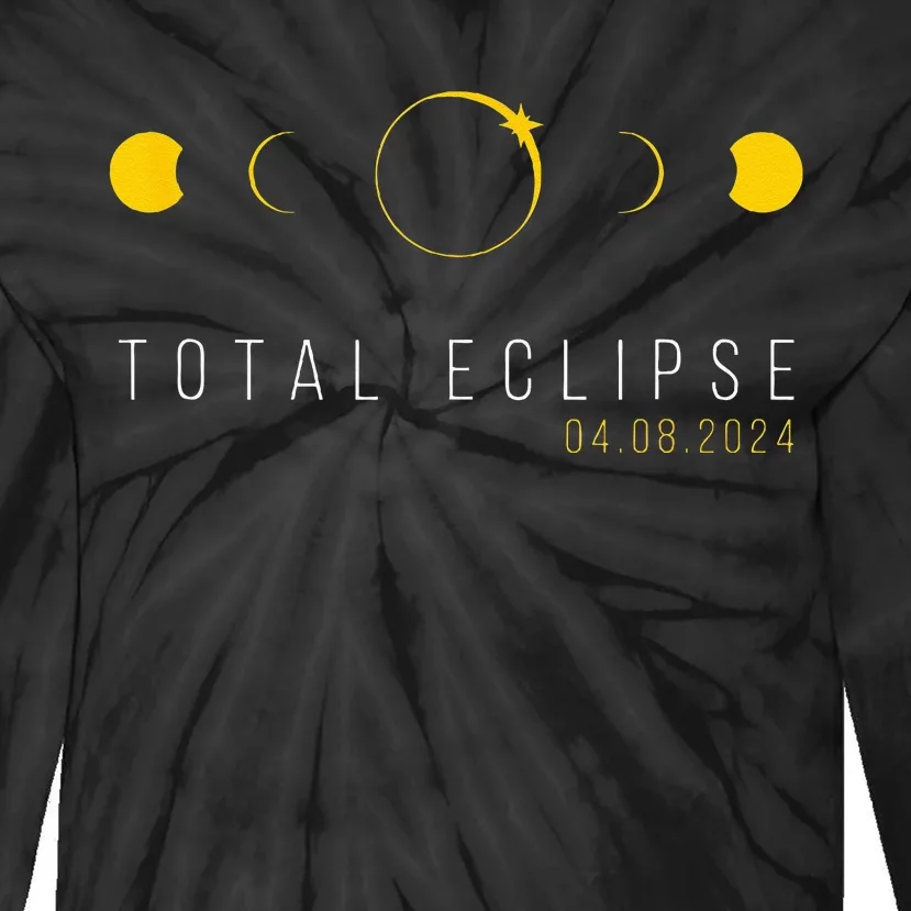 American Totality Solar Lunar Eclipse April 8 2024 Tie-Dye Long Sleeve Shirt